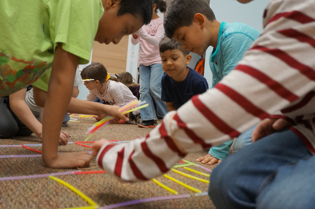 Stay in your groups and make repeating squares.