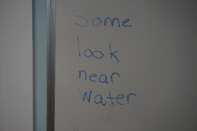 These words were part of the next clue. It must mean "look near some water."