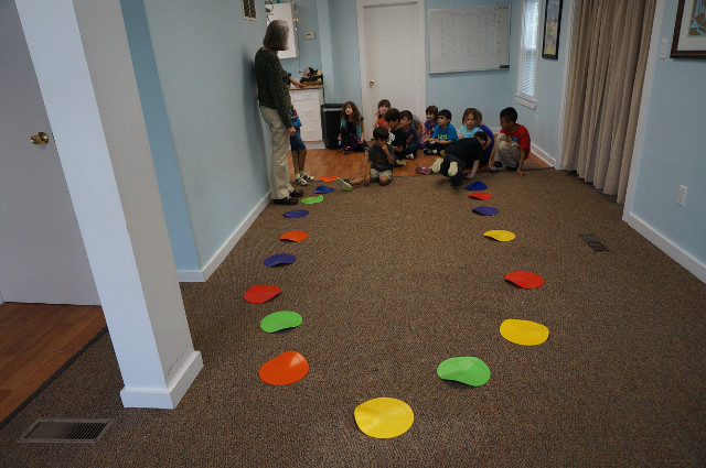 After dice wars we make a giant gameboard on the floor.