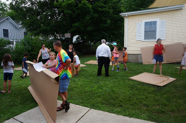 Families begin by choosing cardboard.