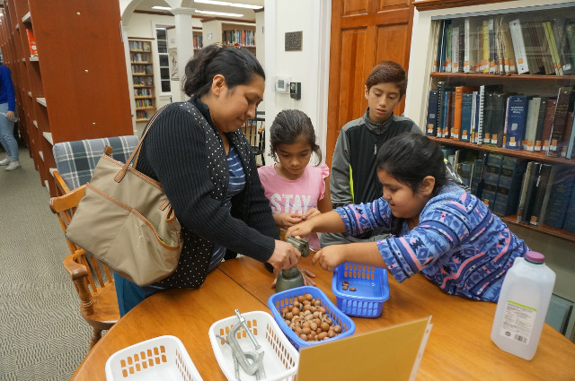 We can use a machine with a screw to crush acorns easily!