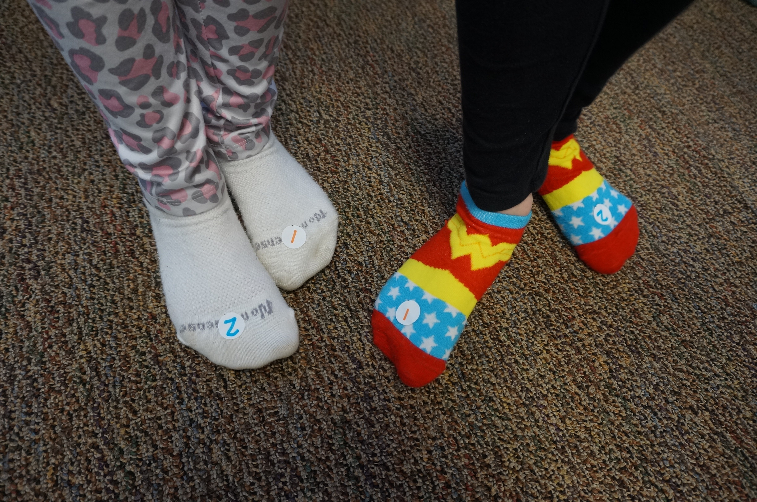 Numbers on our toes will help us figure it out.