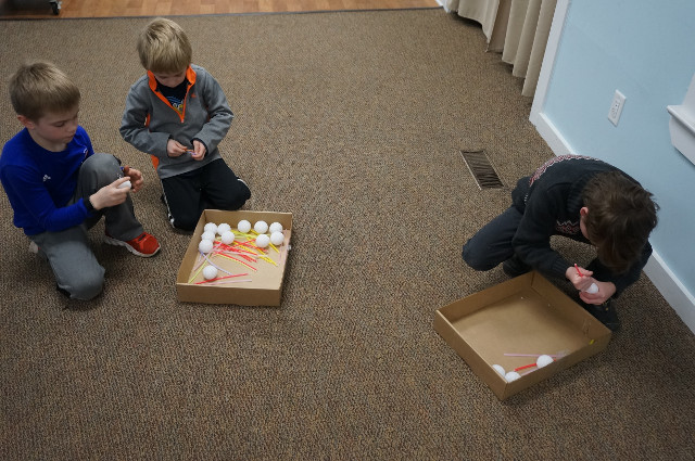 ...and put them inside the styrofoam balls.