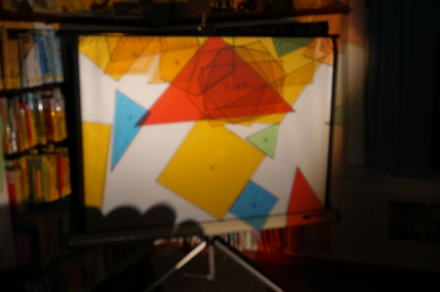We shine light through colored plastic.